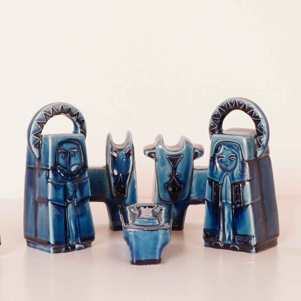 Crèche de Noël miniature en céramique