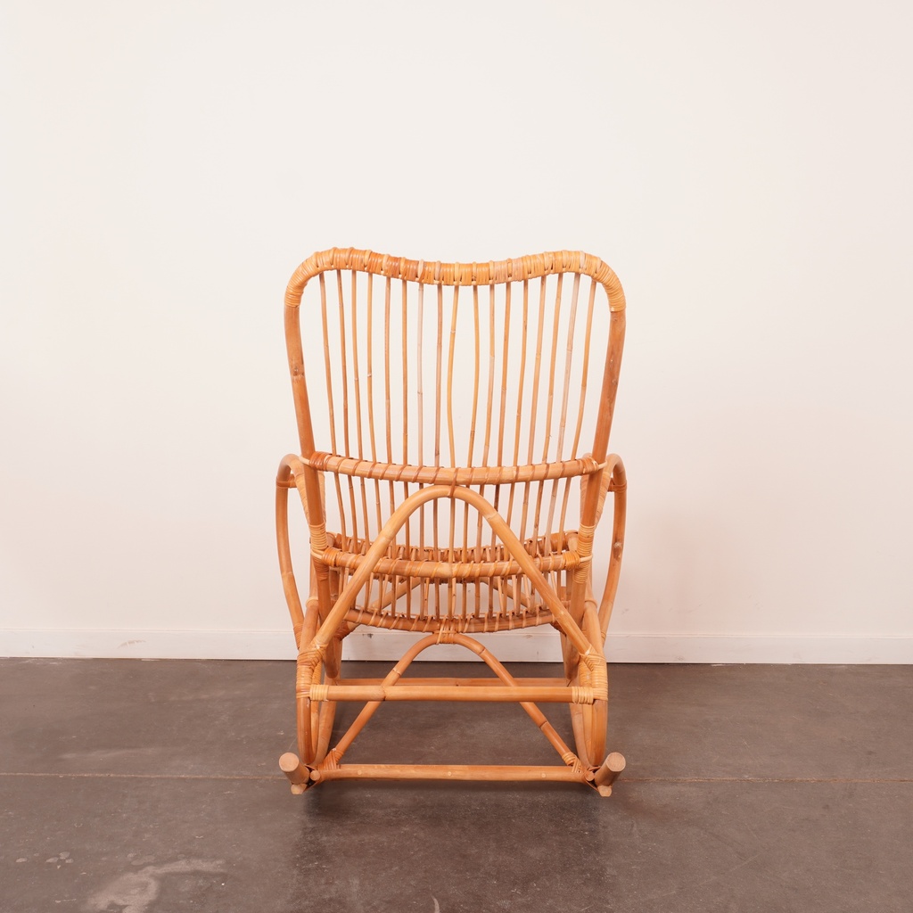 Rocking-chair bambou vintage