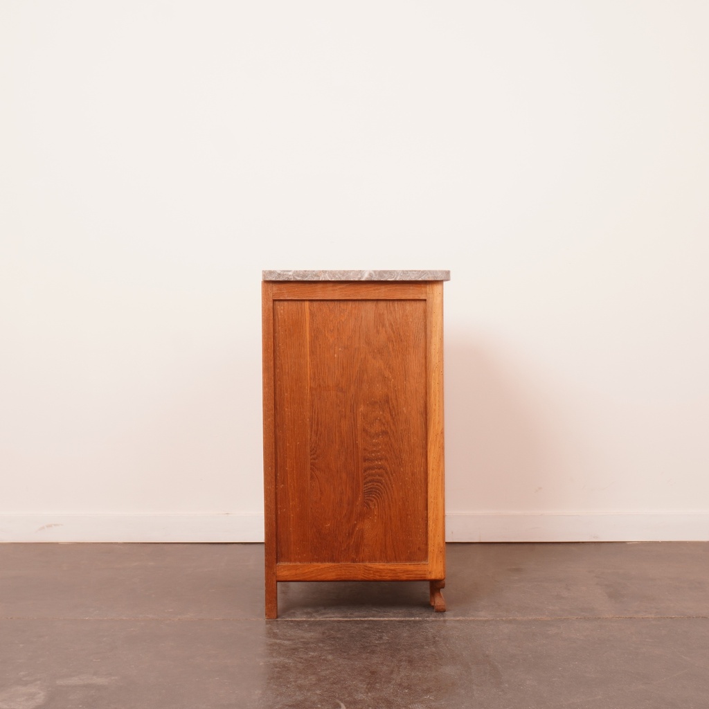 Table de nuit en bois aérogommé/marbre