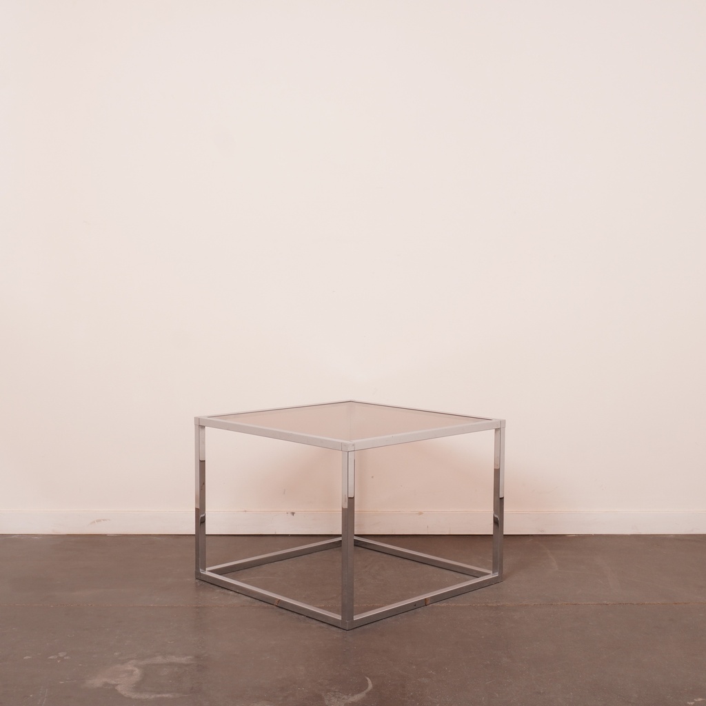 Paire table basse verre/métal