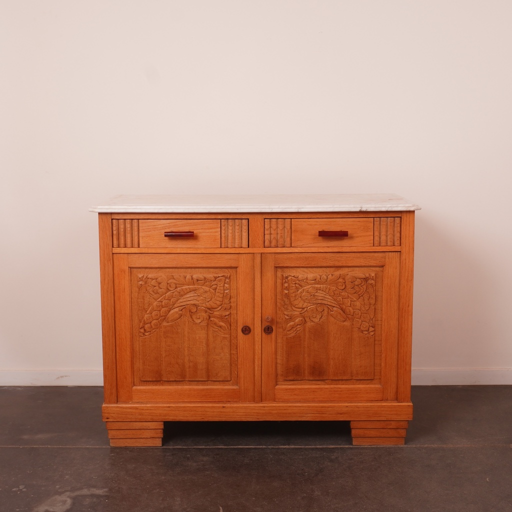 Meuble bas bois/marbre