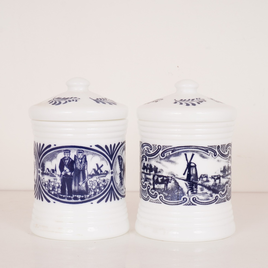 Set de 2 pots en opaline décor bleu 60' - SU0071