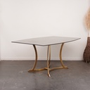 Table en métal doré/verre fumé vintage - SU0179