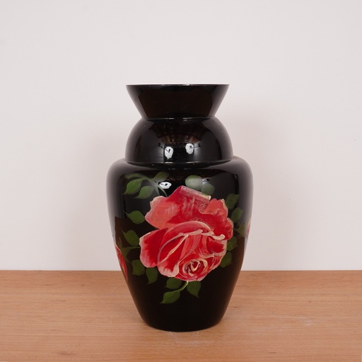 [SU0640] Vase en hyalite noire vintage