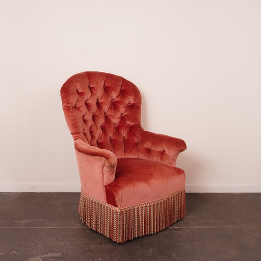 [SU2566] Fauteuil crapaud velours vintage