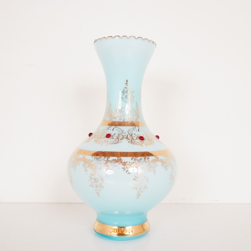 [SU0491] Vase opaline bleu vintage