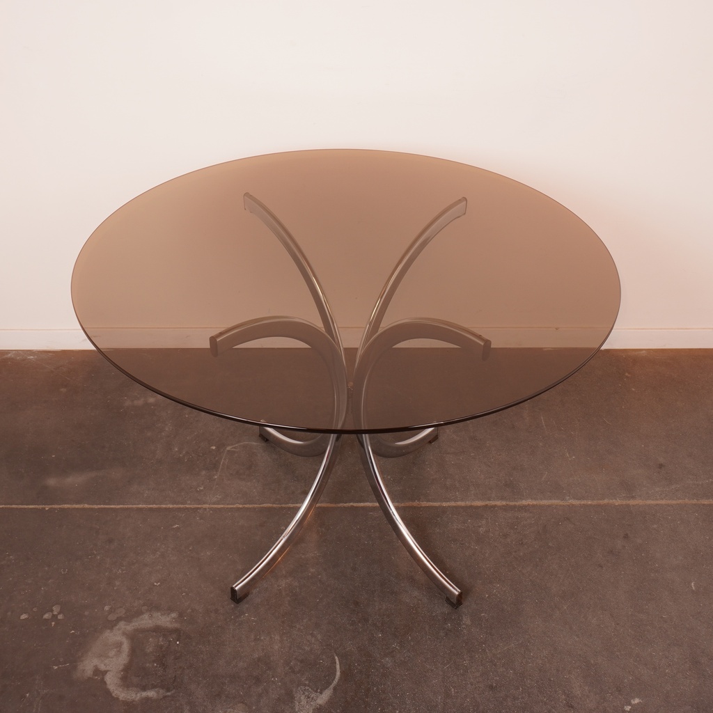 Table ronde métal/verre vintage