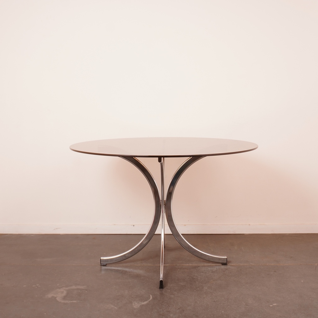 Table ronde métal/verre vintage