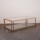 Table basse verre/métal doré vintage