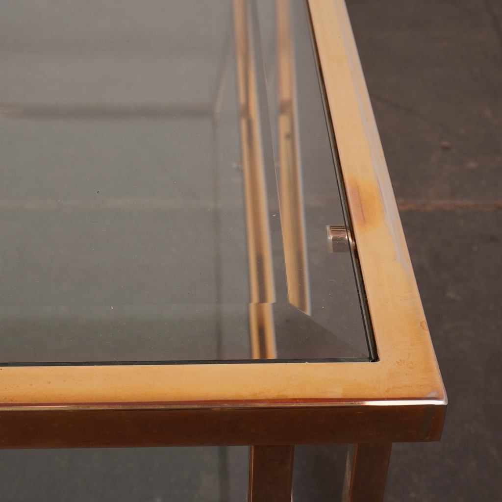 Table basse verre/métal doré vintage