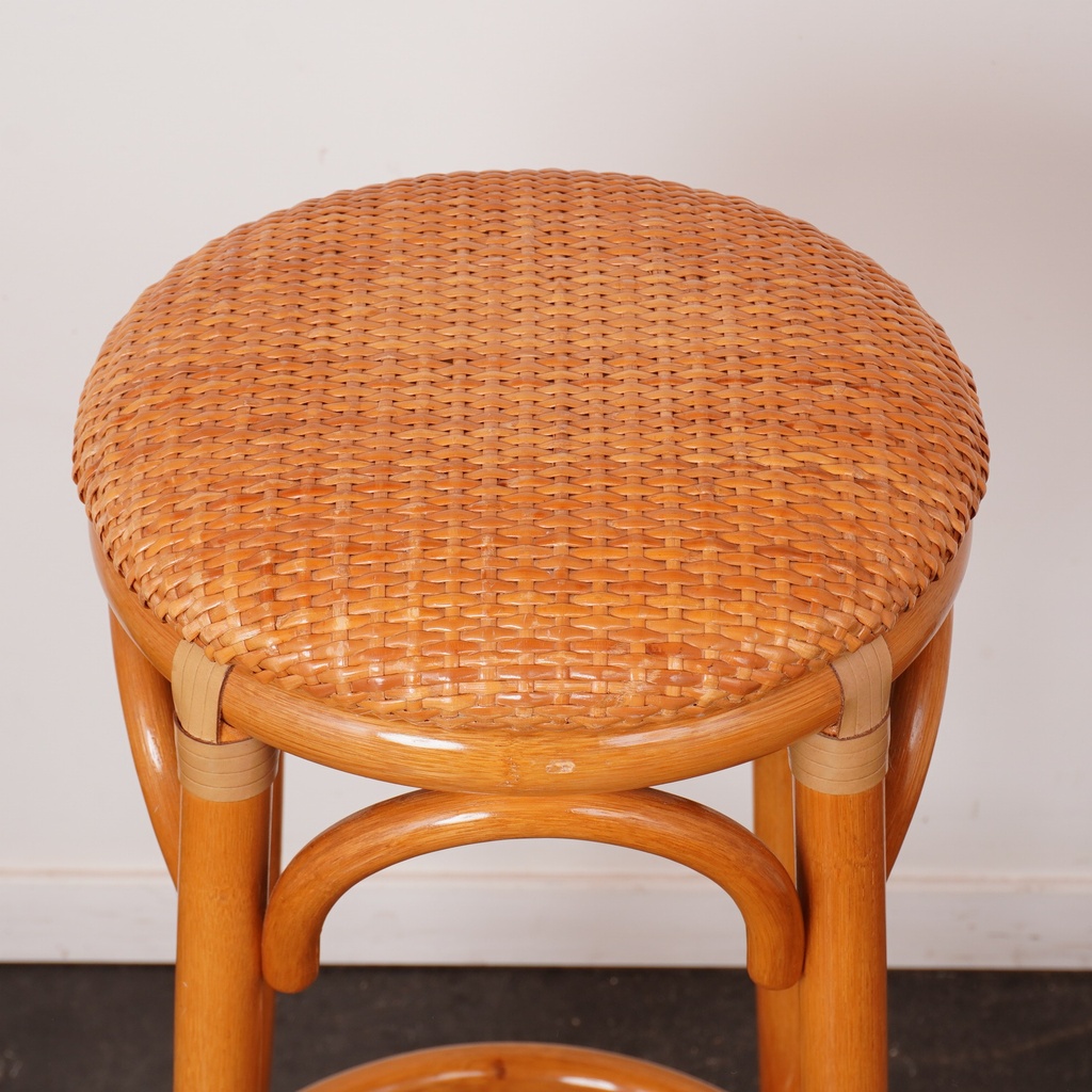 Tabouret bar rotin vintage