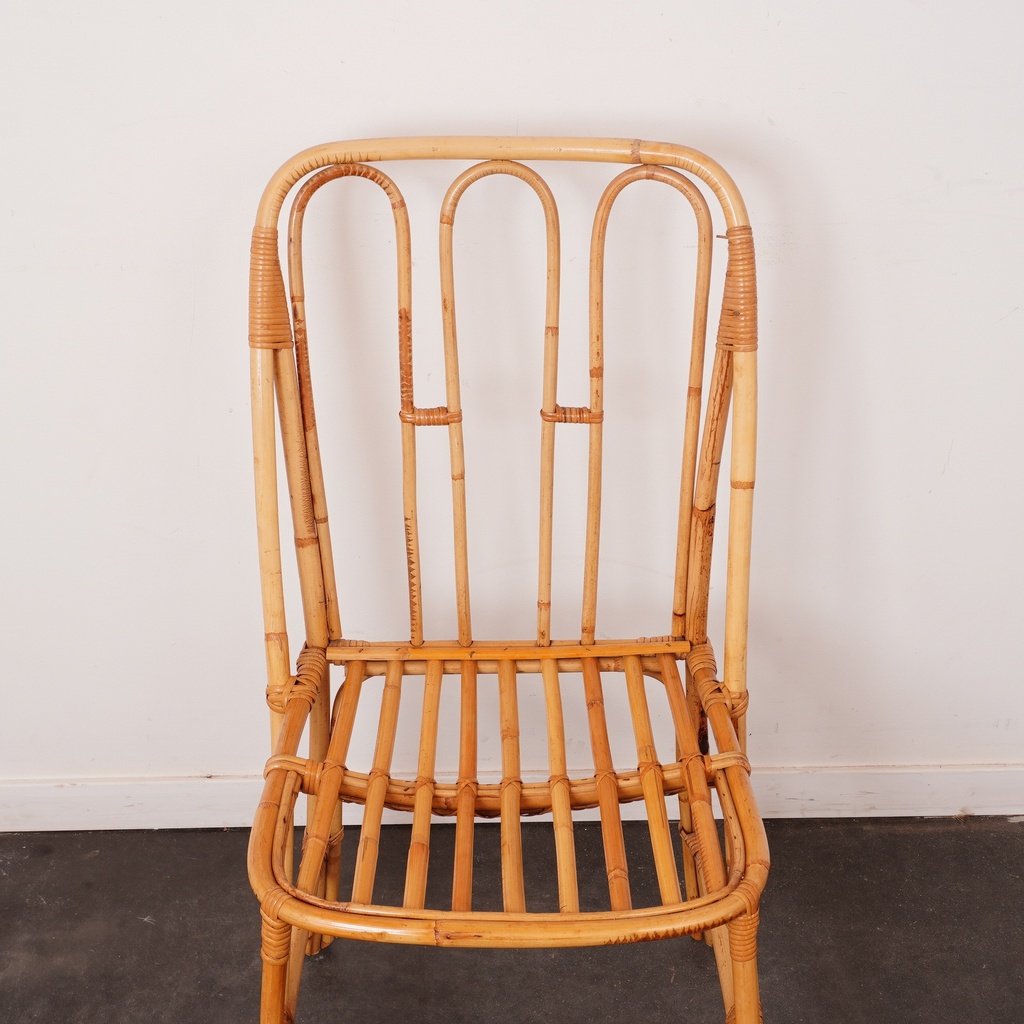 Série de 4 chaises en rotin vintage