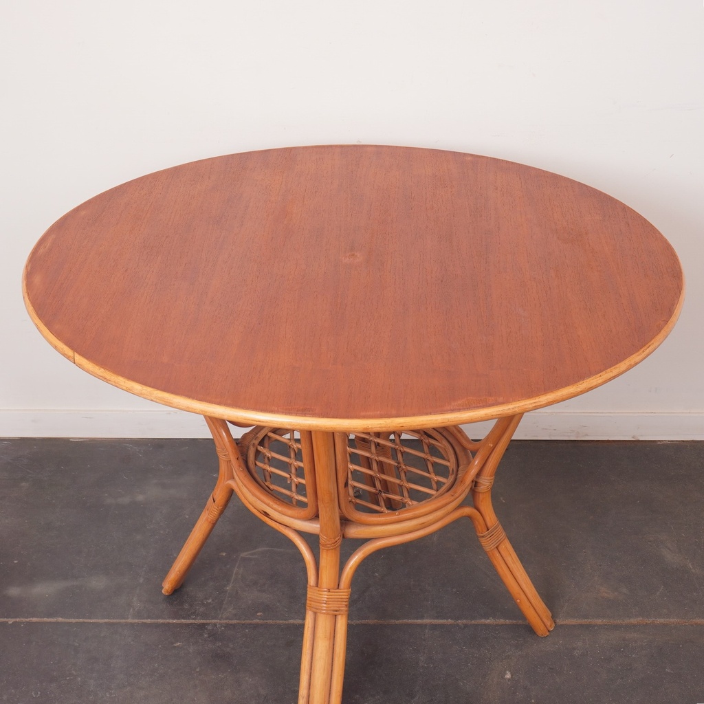 Table ronde bambou vintage