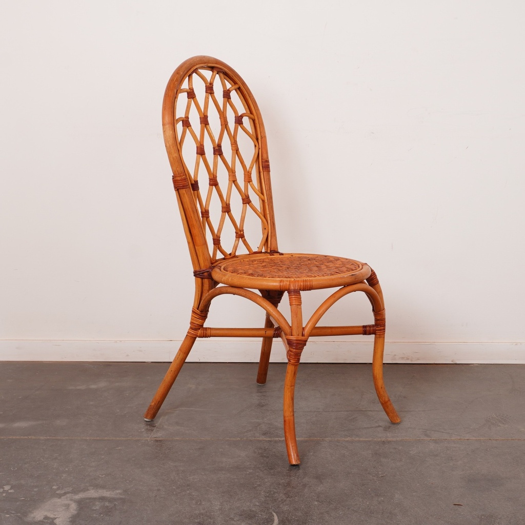 Série de 4 chaises bambou vintage