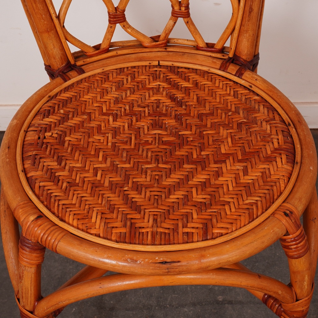 Série de 4 chaises bambou vintage
