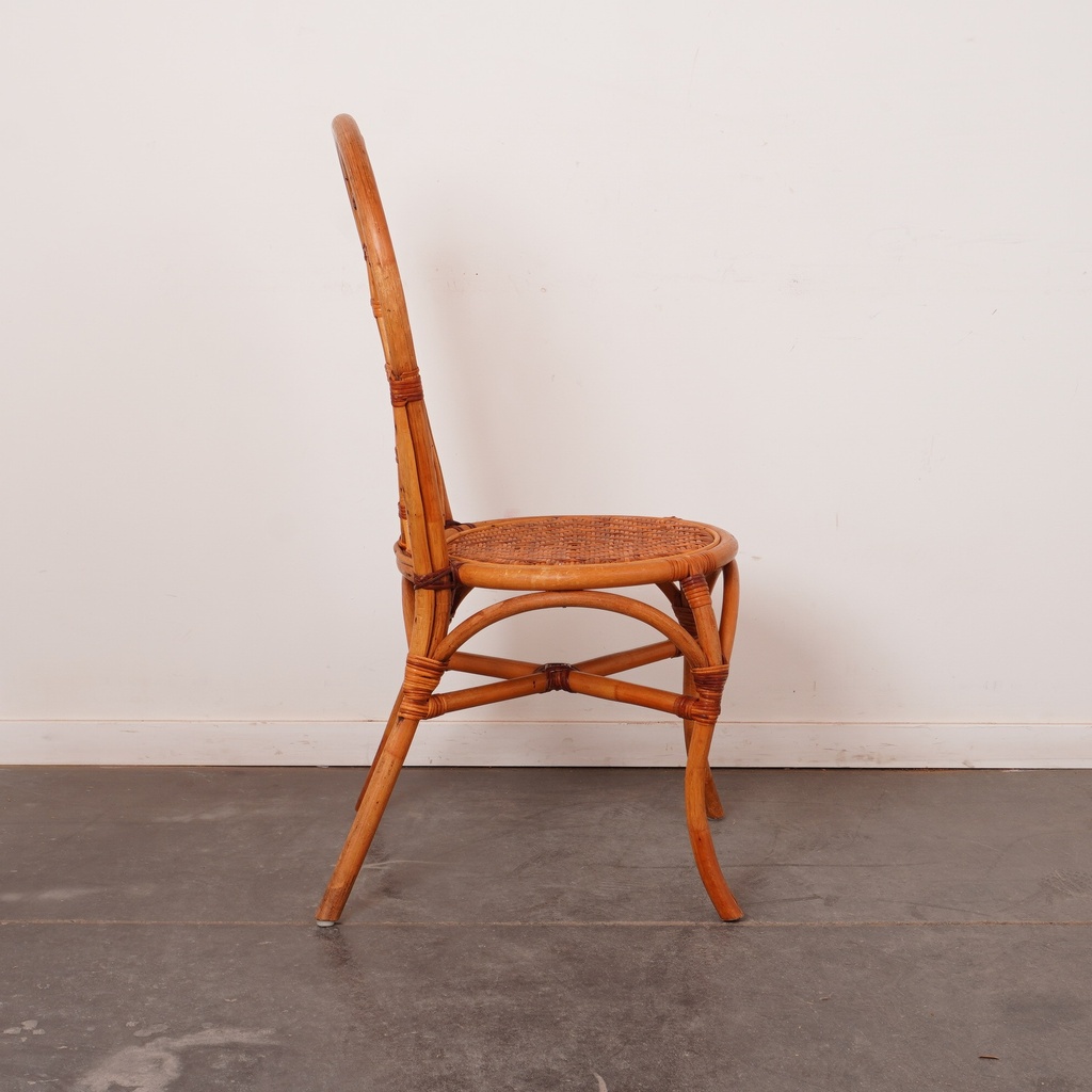 Série de 4 chaises bambou vintage