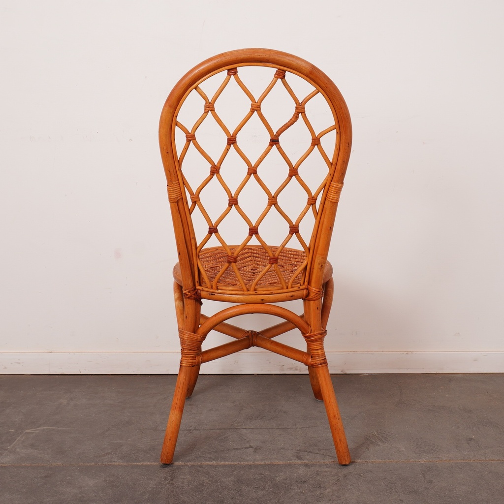 Série de 4 chaises bambou vintage