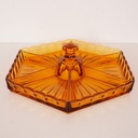 Plat apéritif verre ambré vintage