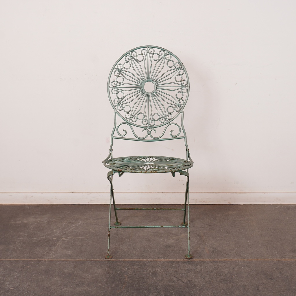 Chaise pliante métal vert