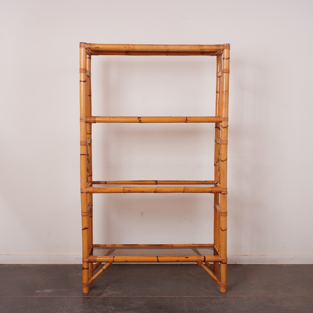Etagère bambou/verre vintage