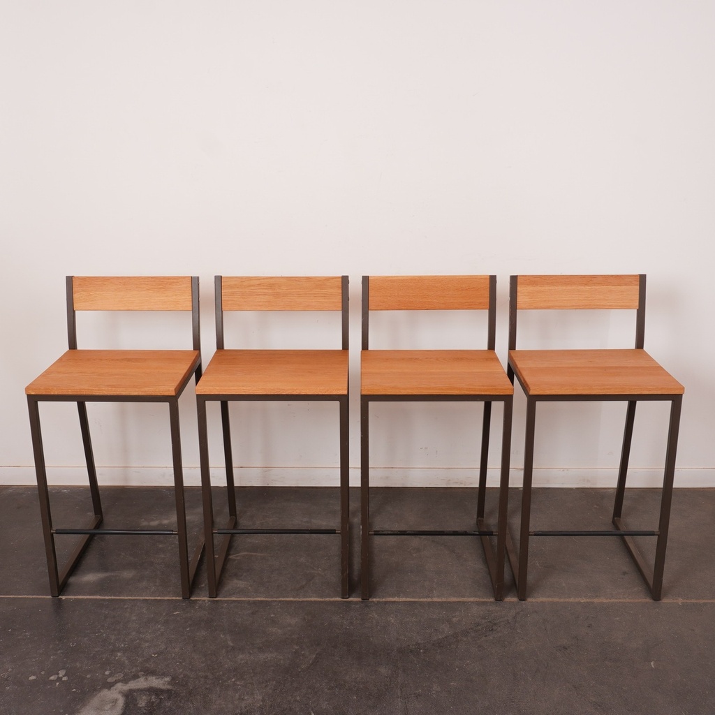 Série de 4 tabourets hauts métal/bois