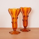 Paire de vase verre ambré vintage