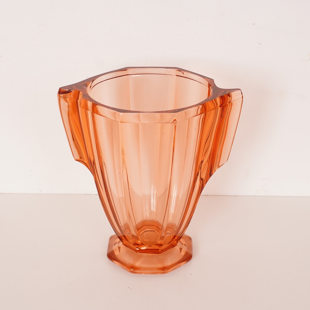 Vase verre rosé vintage