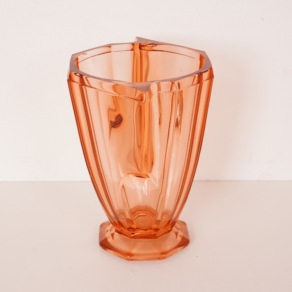 Vase verre rosé vintage