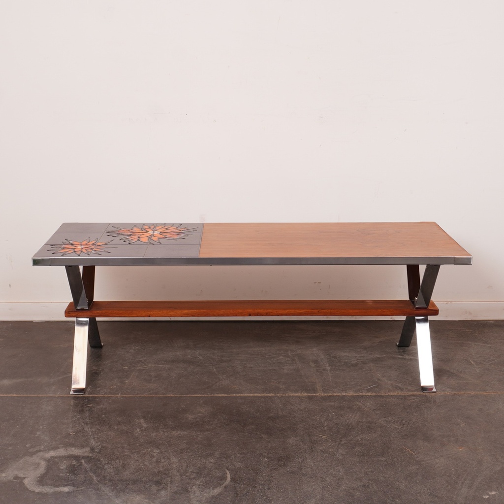 Table basse bois/céramique vintage