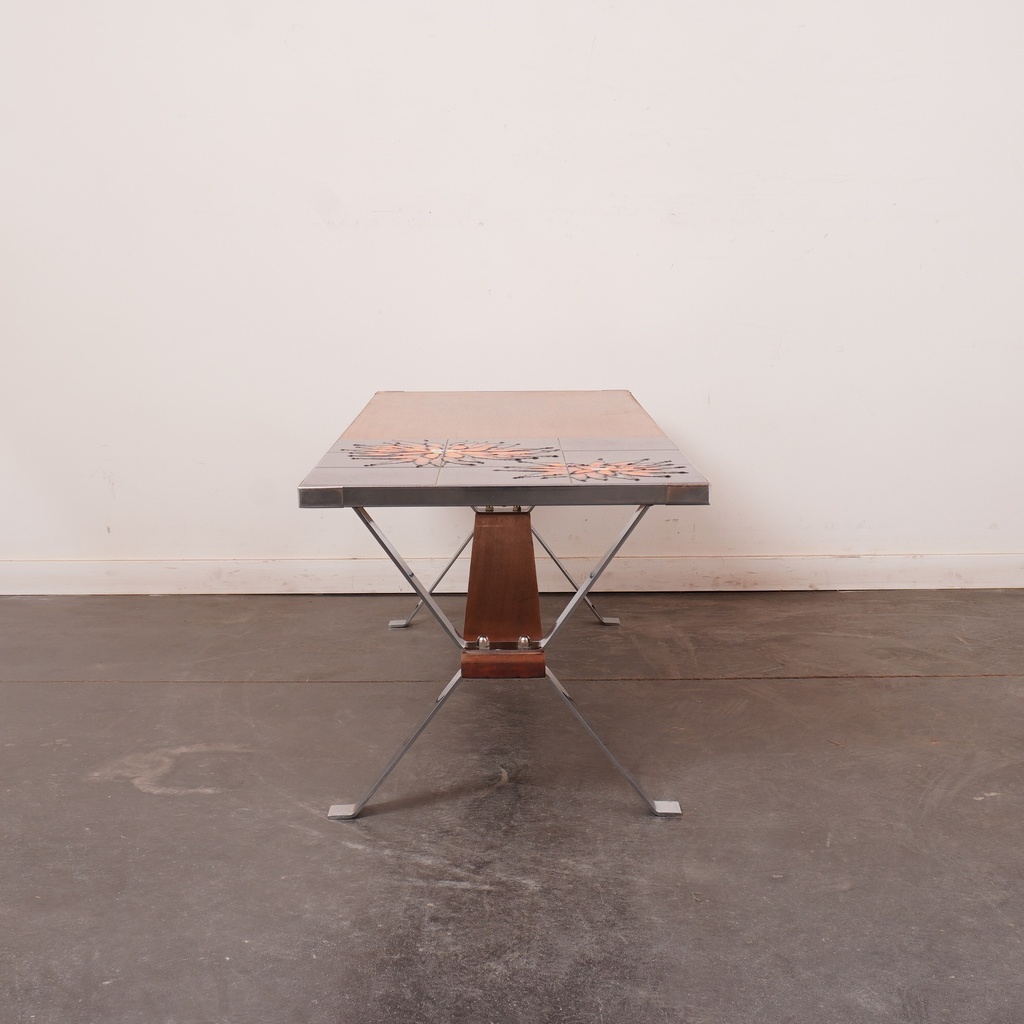 Table basse bois/céramique vintage