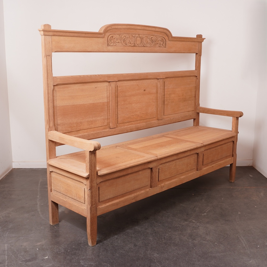 Banc coffre bois aérogommé