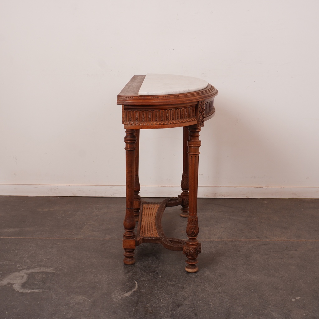 Console demi lune bois/marbre