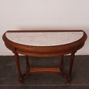 Console demi lune bois/marbre
