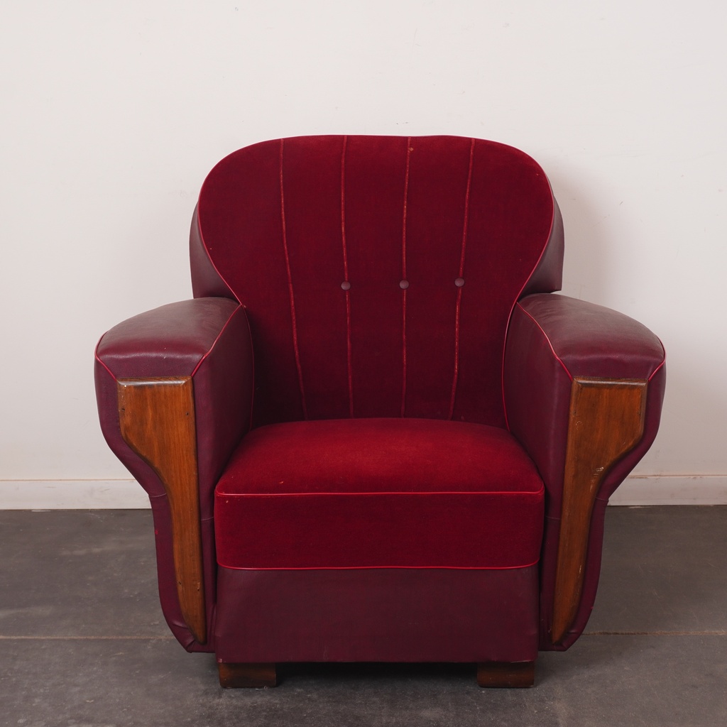Fauteuil club velours vintage