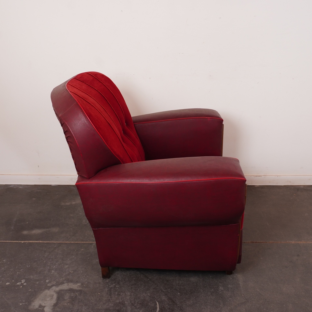 Fauteuil club velours vintage
