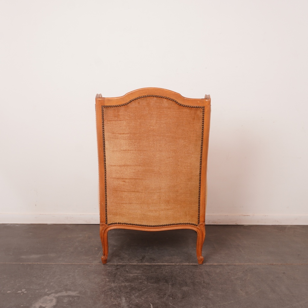 Fauteuil bergère en velours