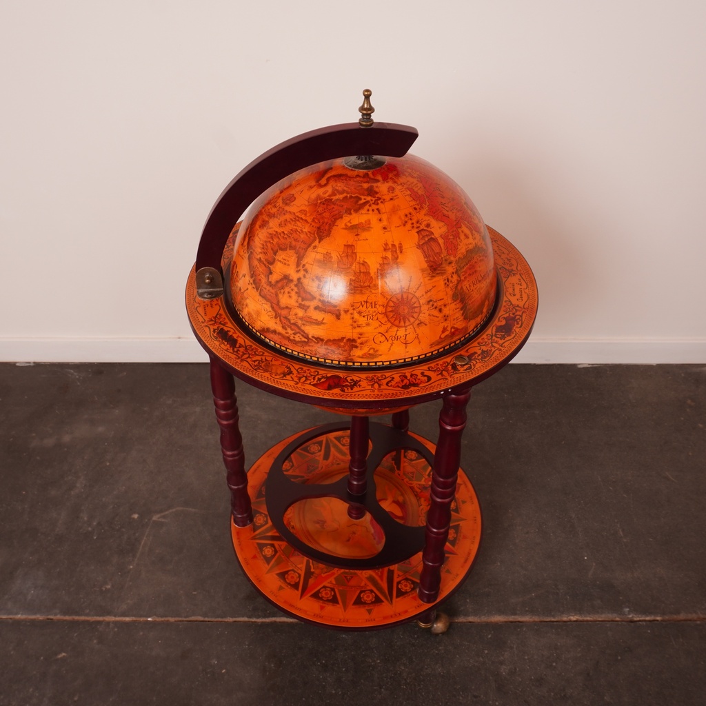 Bar globe à roulettes vintage