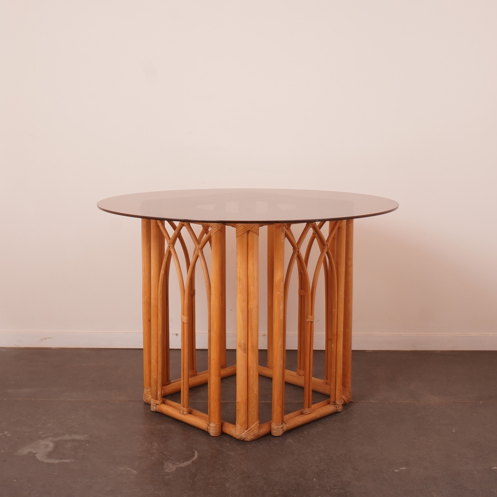 Salon en bambou/verre vintage