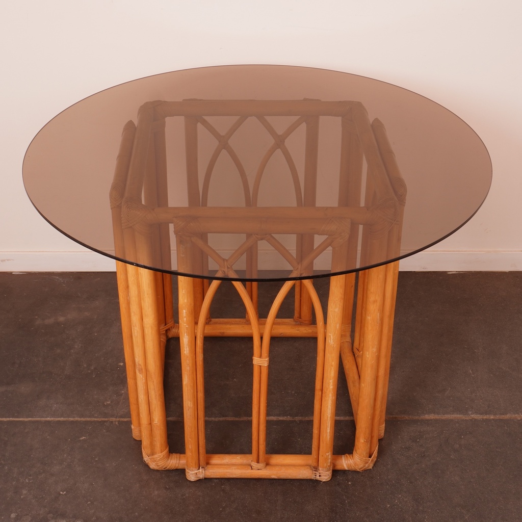 Salon en bambou/verre vintage