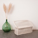 Banc-coffre enfant rotin blanc