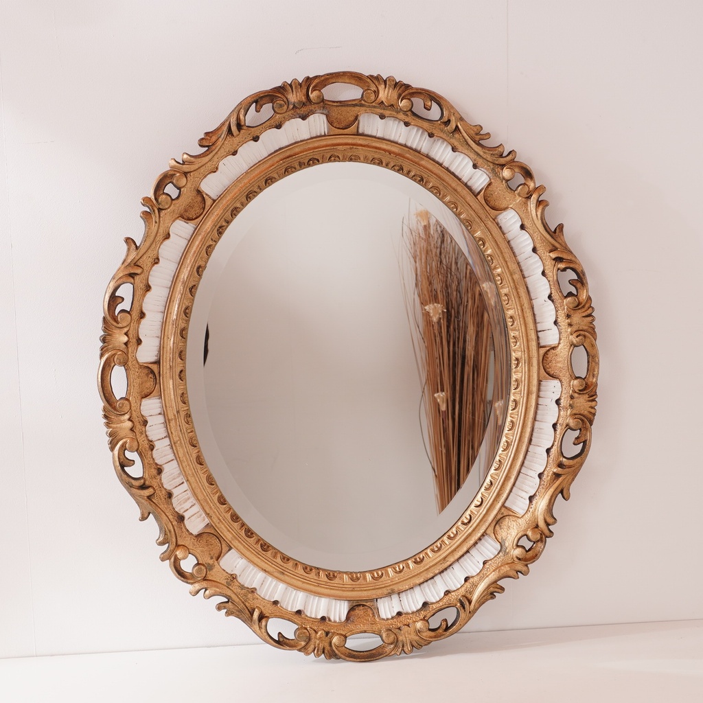 Miroir blanc/or vintage