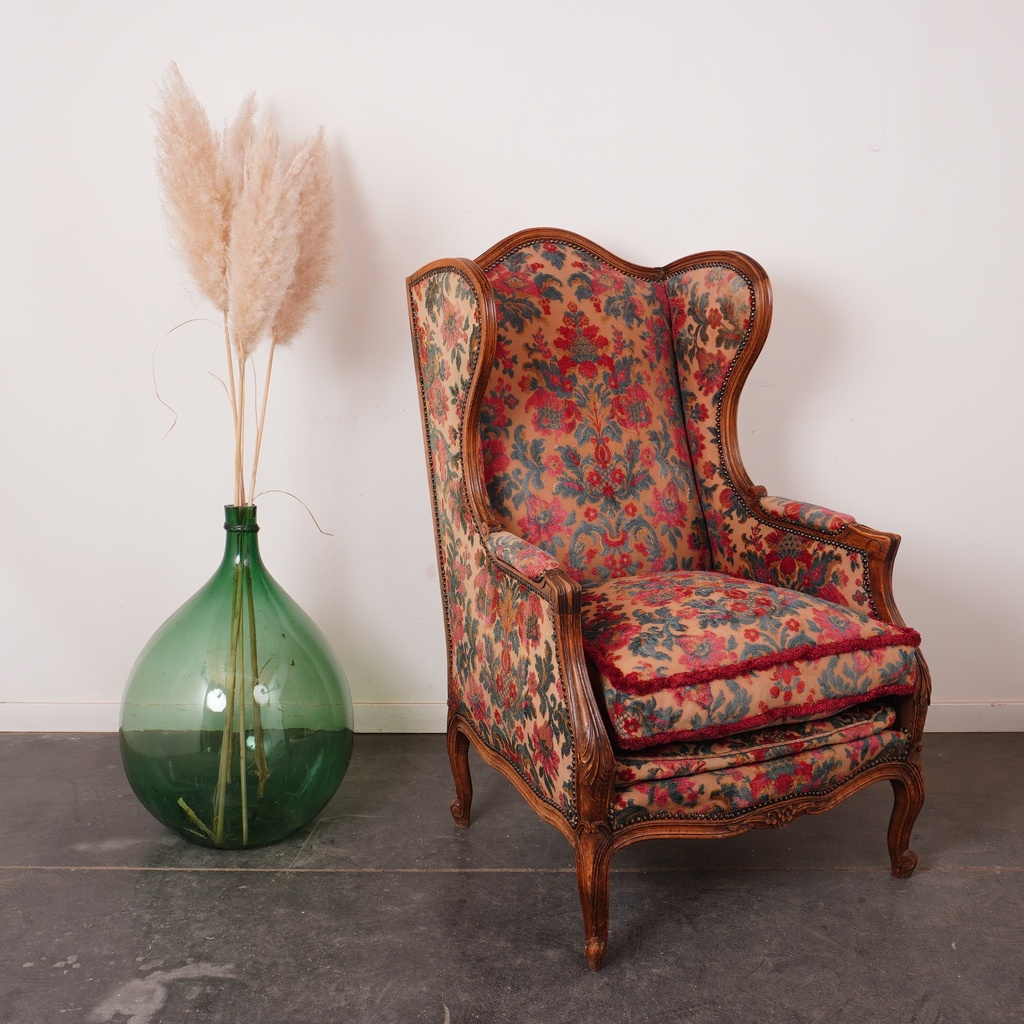 Fauteuil bergère velours