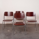 Série 4 chaises chrome/bois vintages