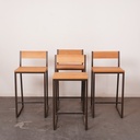 Série de 4 tabourets hauts métal/bois