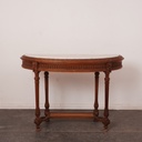 Console demi lune bois/marbre