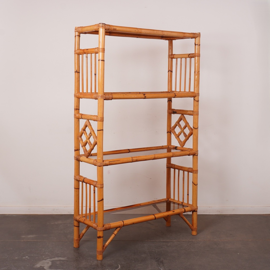 Etagère bambou/verre vintage