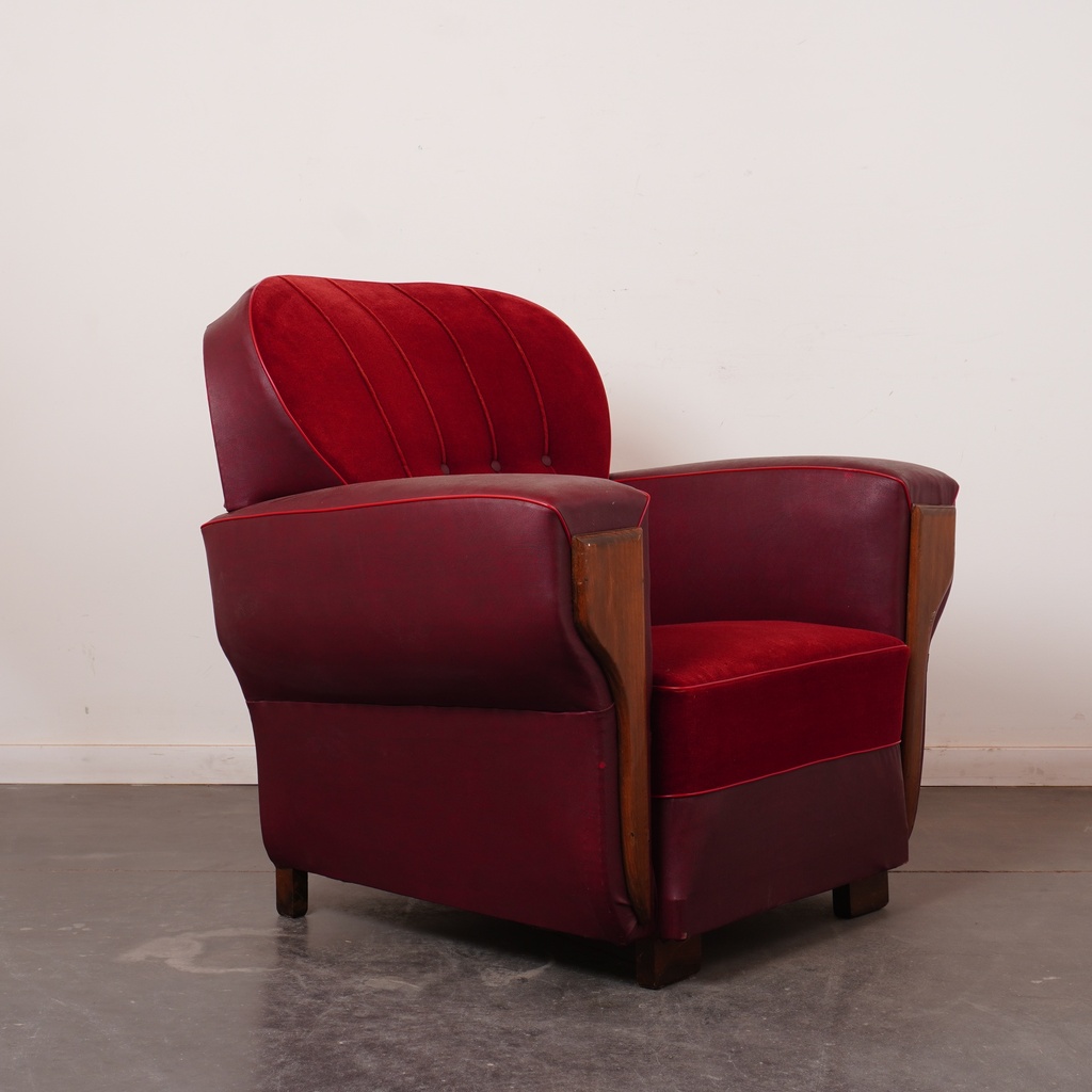 Fauteuil club velours vintage