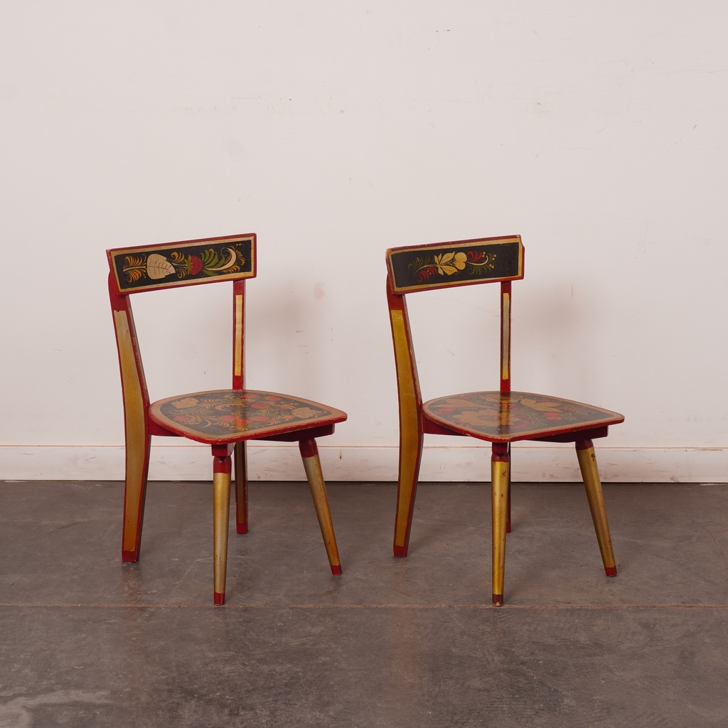 Paire de chaises Khokhloma vintage