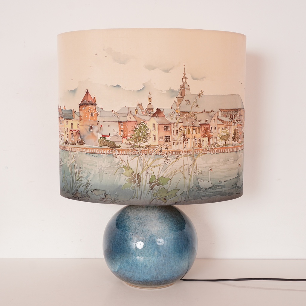 Lampe en céramique/soie vintage