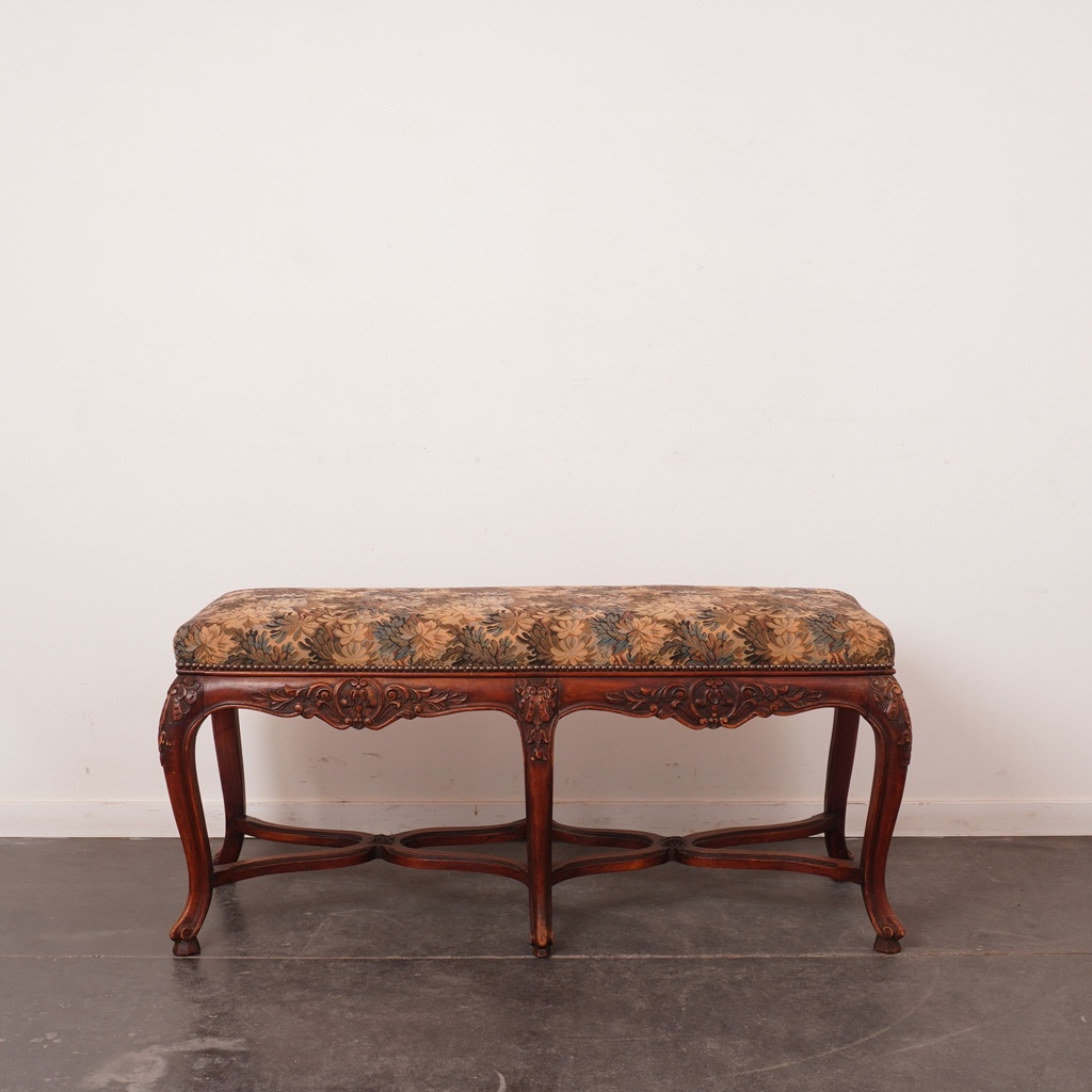Banquette en bois sculpté/tissu